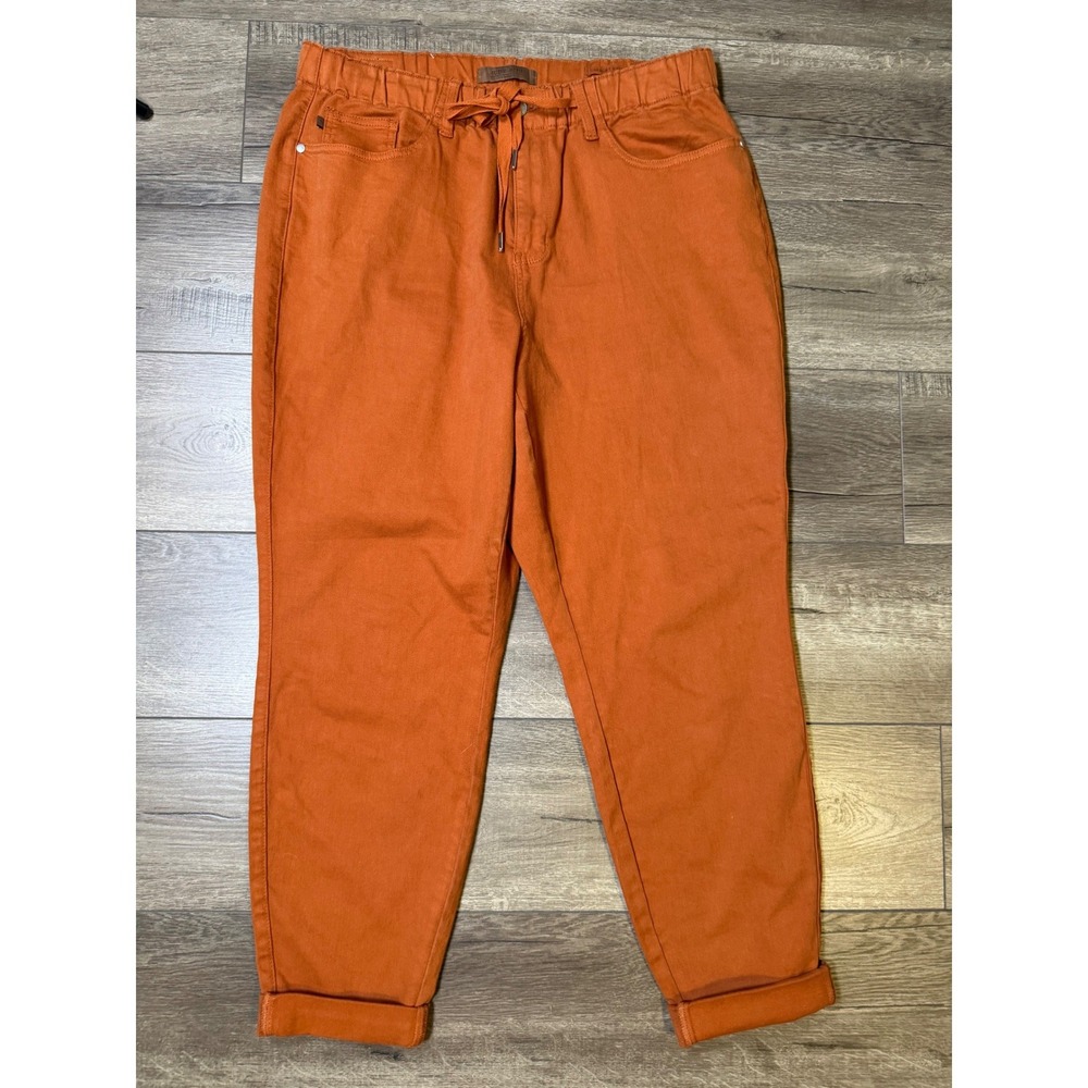 Judy Blue High Waist Garment Dyed Auburn Orange Double Cuff Jogger Jeans 16W